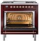 Ilve® Nostalgie II Noblesse 36'' Burgundy Pro Style Dual Fuel Range with Copper Trim-2