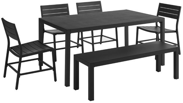 Linon Alora 6-Piece Black Aluminum Outdoor Dining Set-0