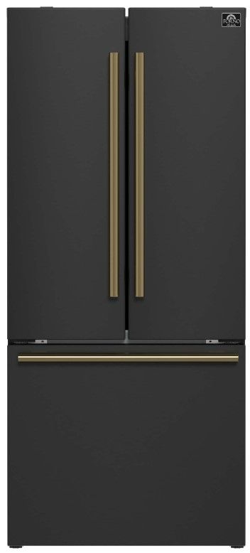 FORNO® Espresso Gallipoli 30 in. 17.5 Cu. Ft. Black Counter Depth French Door Refrigerator-1