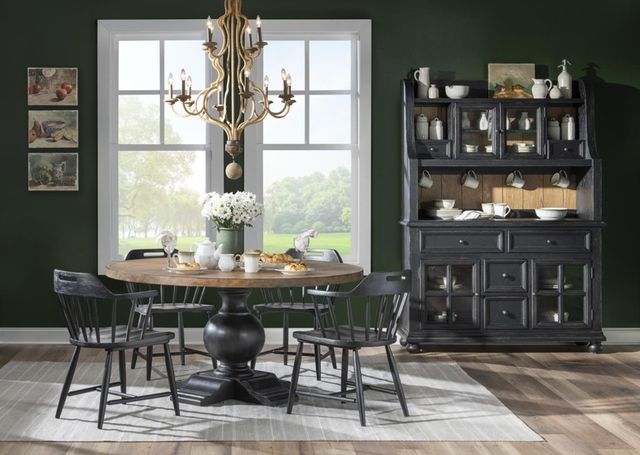 Legacy Classic Vintage Market Kettle Black Spindle Back Dining Arm Chair-2