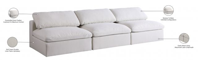 Meridian Furniture Serene 3-Piece Cream Armless Modular Sofa-3