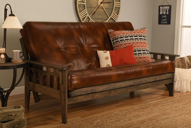 Kodiak Furniture Tucson Oregon Trail Saddle/Rustic Walnut Full Futon with Mattress-1