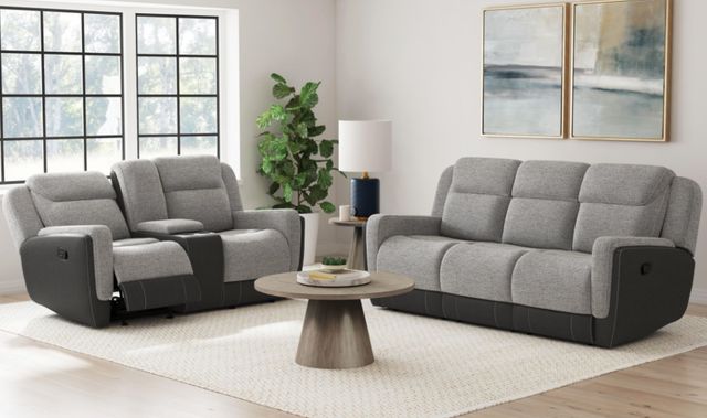 Elements International Hornet Rancho Gray Manual Reclining Loveseat-1