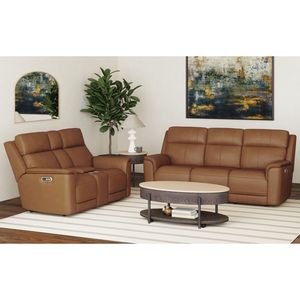 Elements International Leather Mustang Aline Butternut Power Reclining Sofa and Loveseat Elements International Leather Mustang Aline Butternut Power Reclining Sofa and Loveseat