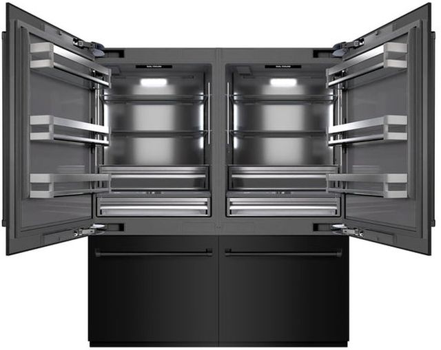 ZLINE 72" 39.6 Cu. Ft. Black Stainless Steel Built-In French Door Refrigerator with Water Dispensers, Ice Makers, and Graphite Gray Interior-1
