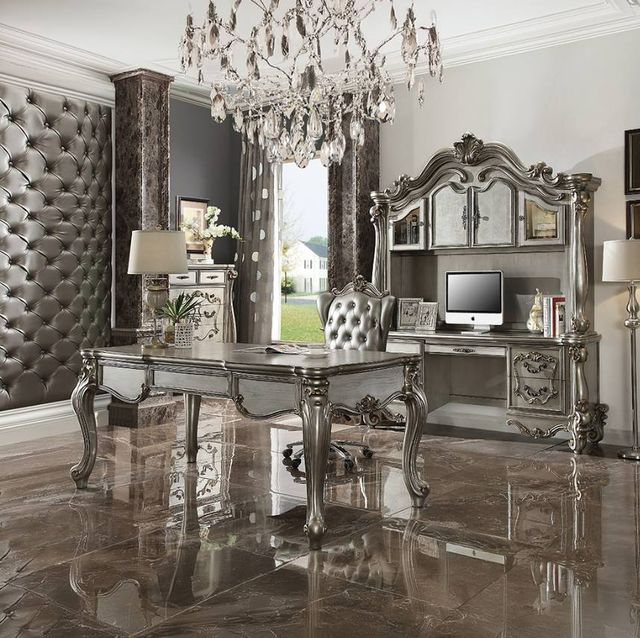 ACME Furniture Versailles Antique Platinum Executive Computer Desk with Hutch-1