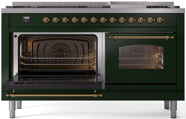 Ilve® Nostalgie II Series 60" Emerald Green Pro Style Dual Fuel Range-2