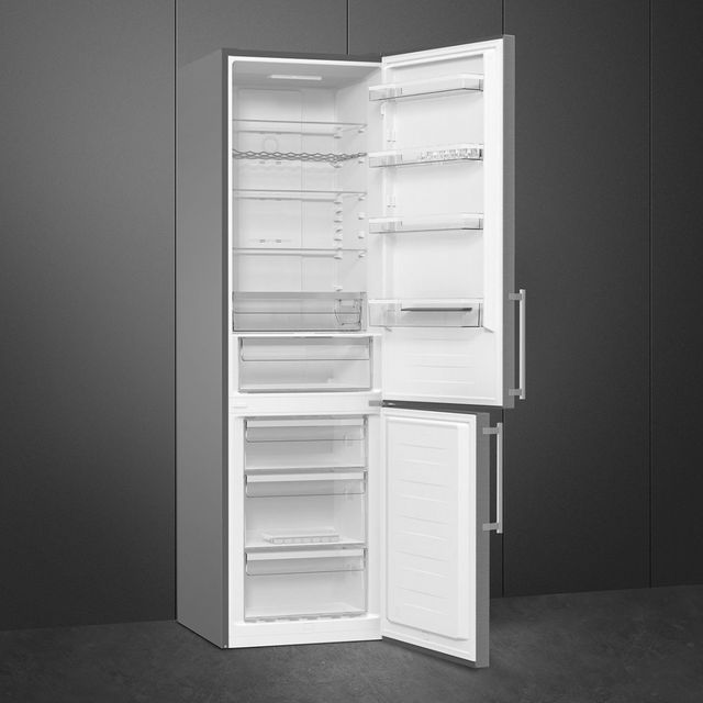 Smeg 24" 12.5 Cu. Ft. Fingerprint-Proof Stainless Steel Counter Depth Bottom Freezer Refrigerator-2