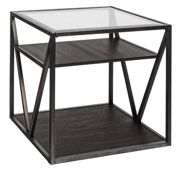 Liberty Furniture Arista Glass Top End Table with Cobblestone Brown/Gray Base-0