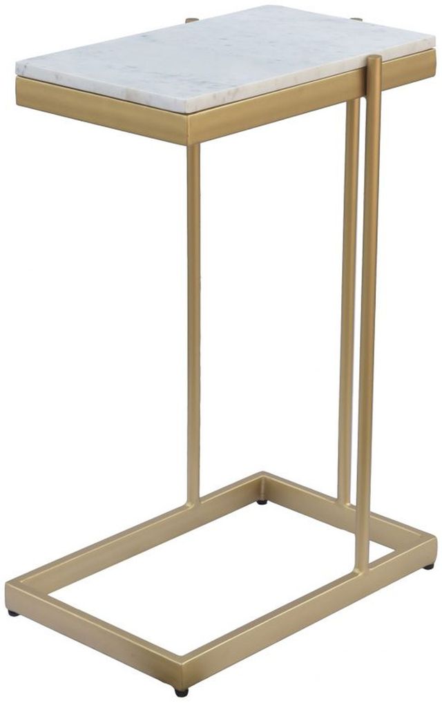 Moe's Home Collection Sulu White Marble Rectangular C-Table with Gold Frame-2