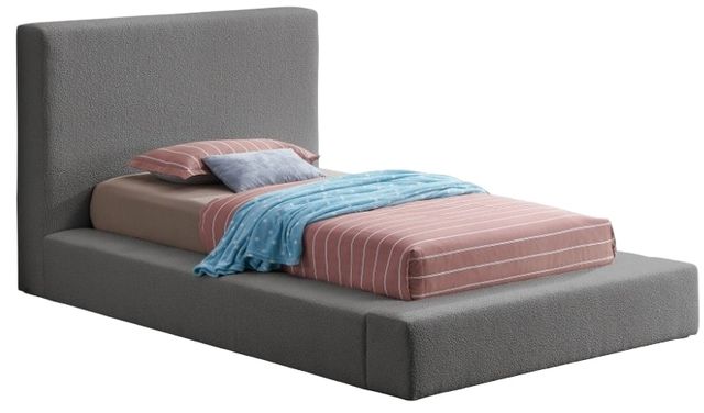 Meridian Furniture Terra Grey Boucle Twin Panel Bed-0