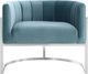 TOV Furniture Magnolia Sea Blue Velvet Chair with Silver Base-0