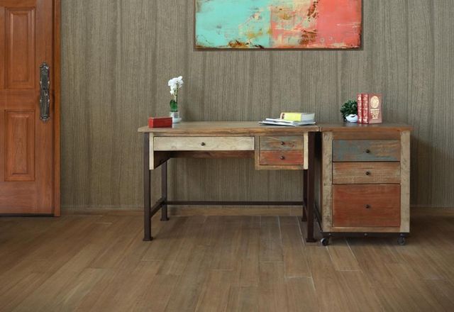 International Furniture Direct Antique Brown File Cabinet-1