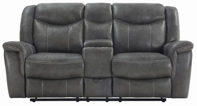 Coaster® Conrad Grey Power Reclining Loveseat with Console-0