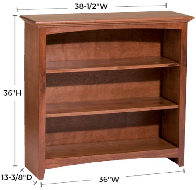 Whittier Wood® Furniture Customizable McKenzie 3-Shelf 36" Bookcase-1