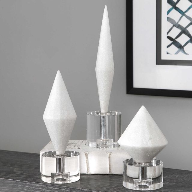 Uttermost® Alize 3-Piece White Sculpture Set-1