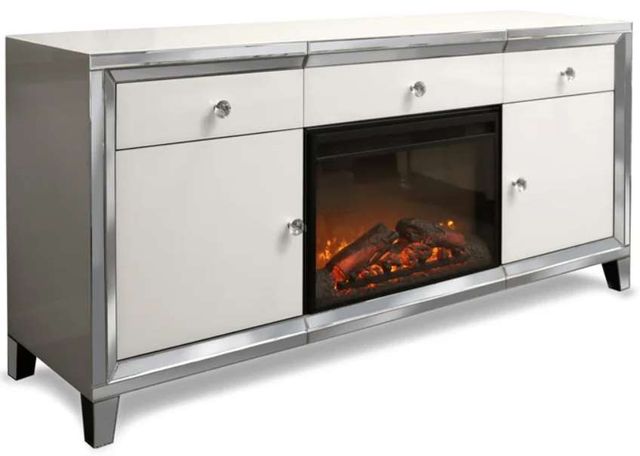 Stylecraft Chrome/White Mirror Fire Place with Insert | Brownie ...