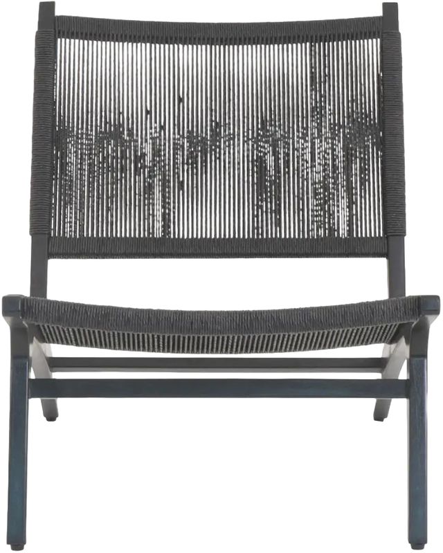 Moe's Home Collection Palma Black Teak Outdoor Lounge Chair with Black Wicker Back and Seat-1