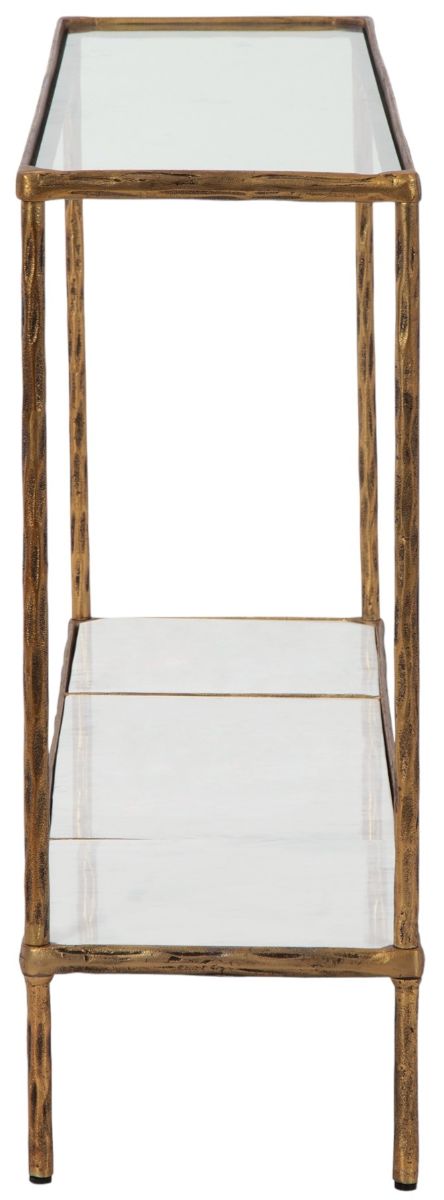 Signature Design by Ashley® Ryandale Glass Top Sofa Table with Antique Brass Base-2