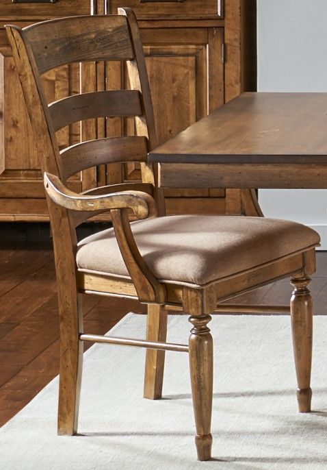 A-America® Bennett Smoky Quartz Upholstered Ladderback Dining Arm Chair-1