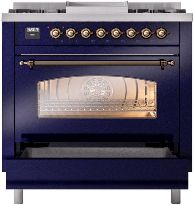 Ilve® Nostalgie II Series 36" Midnight Blue Pro Style Dual Fuel Range-3