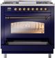 Ilve® Nostalgie II Series 36" Midnight Blue Pro Style Dual Fuel Range-3