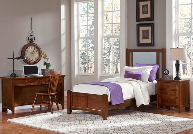 Vaughan-Bassett Bonanza Blue/Cherry Twin Upholstered Panel Bed-1