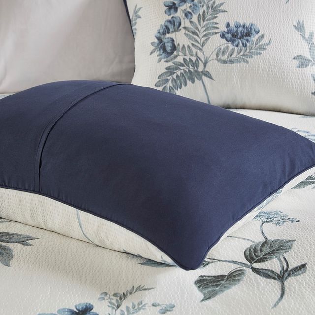 Olliix by Madison Park 3 Piece Blue King/California King Zennia Printed Seersucker Duvet Cover Set-4