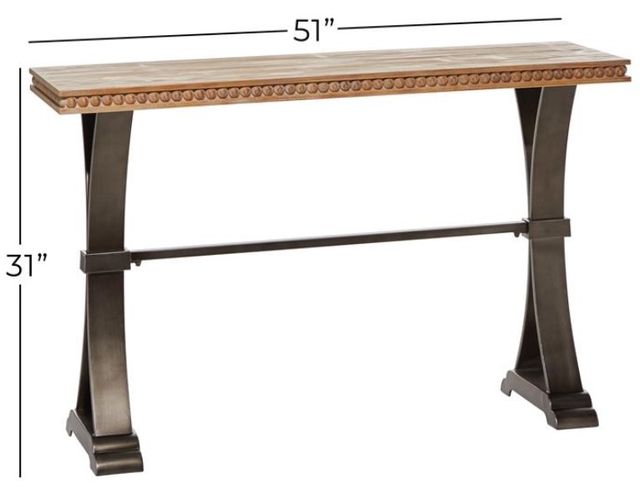 Deco Marche Brown Console Table with Matte Black Base-3