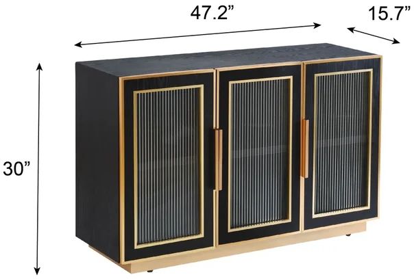 Stylecraft Ebony and Gold Sideboard-2