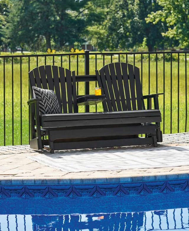 Signature Design by Ashley® Hyland Wave Black Polyethylene Outdoor Glider Loveseat-4