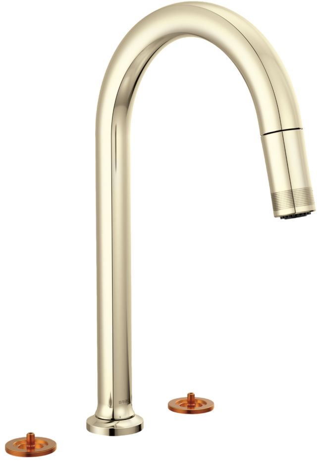 Brizo Kintsu® Lumicoat® Polished Nickel Widespread Pull-Down Faucet with Arc Spout-0