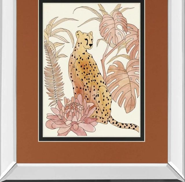 Classy Art Blush Cheetah III by Annie Warren Mirror Framed Wall Art-1