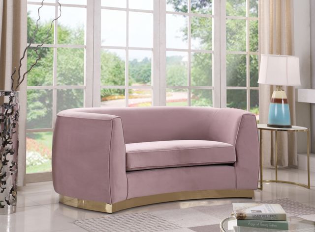 Meridian Furniture Julian Pink/Gold Velvet Loveseat-1