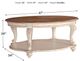 Signature Design by Ashley® Realyn Distressed Wood Oval Cocktail Table with Chipped White Base-2