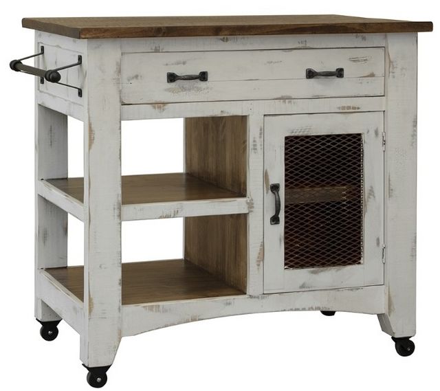 International Furniture Direct Pueblo White 1-Drawer 1-Door Kitchen Island-0