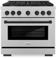 ZLINE Autograph Edition Paramount 36" Satin Stainless Steel Pro Style Dual Fuel Range with Matte Black Accents-0