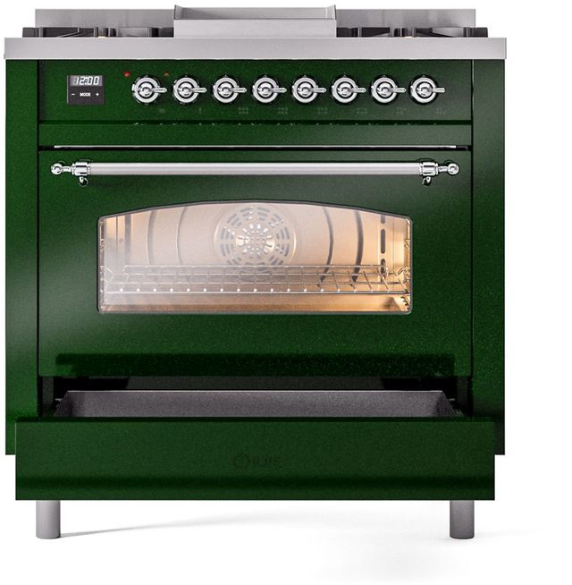 Ilve® Nostalgie II Series 36" Emerald Green Pro Style Dual Fuel Range-3
