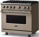 Viking® 5 Series 36" Nantucket Pro Style Gas (LP) Range with Brushed Brass Trim-2