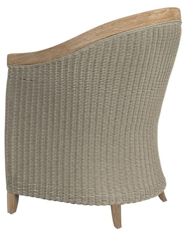 Sunset West Cambria Latte/Natural Teak/Wicker Outdoor Dining Arm Chair with Canvas Canvas Cushion-2