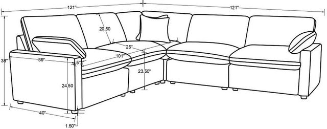 Coaster® Collins 5-Piece Chocolate Brown Modular Power Reclining Sectional-2
