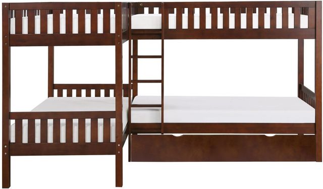 Homelegance® Rowe Dark Cherry Youth Twin Corner Storage Bunk Bed-2