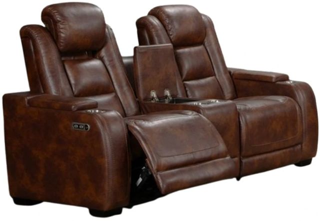 New Classic® Home Furnishings Chester Brown Power Reclining Console Loveseat-0