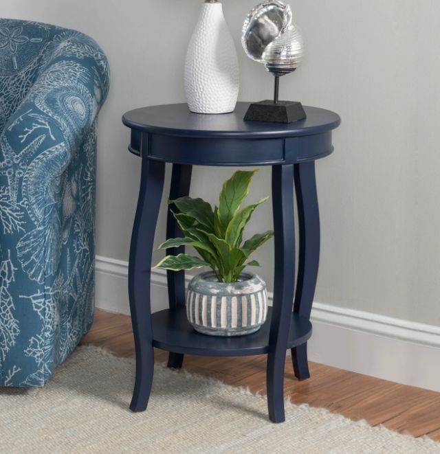 Powell® Rainbow Navy Blue Round Side Table-1