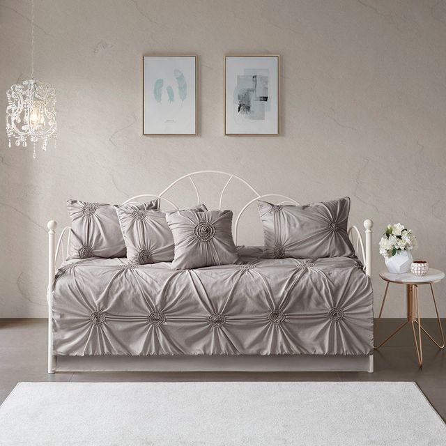 Olliix by Madison Park 6 Piece Dark Gray Leila Reversible Daybed Cover Set-1