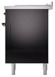 Ilve® Nostalgie II Noblesse 60'' Glossy Black Pro Style Dual Fuel Range with Burnished Trim-3