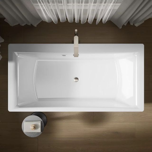 KOHLER® Stargaze® White 72" x 36" Freestanding Bath with Fluted Shroud-3