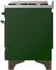 Ilve® Majestic III 60" Emerald Green Pro Style Dual Fuel Natural Gas Range with Solid Door and Burnished Trim-4