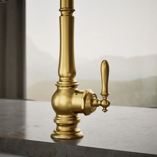 KOHLER® Artifacts® Vibrant Brushed Moderne Brass Touchless Kitchen Sink Faucet with 3-Function Sprayhead-4