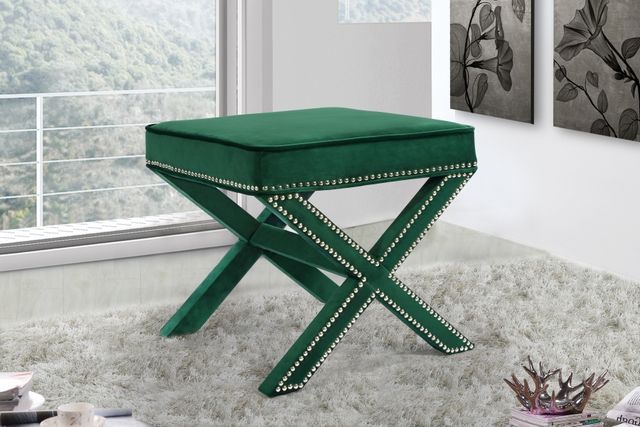Meridian Furniture Nixon Green Velvet Stool-2